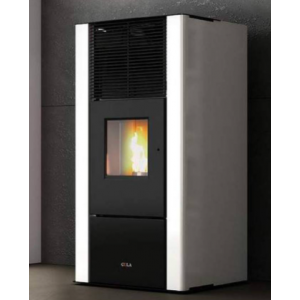 STUFA ANSELMO COLA IN ACCIAIO-MAIOLICA 6,97 KW NERO